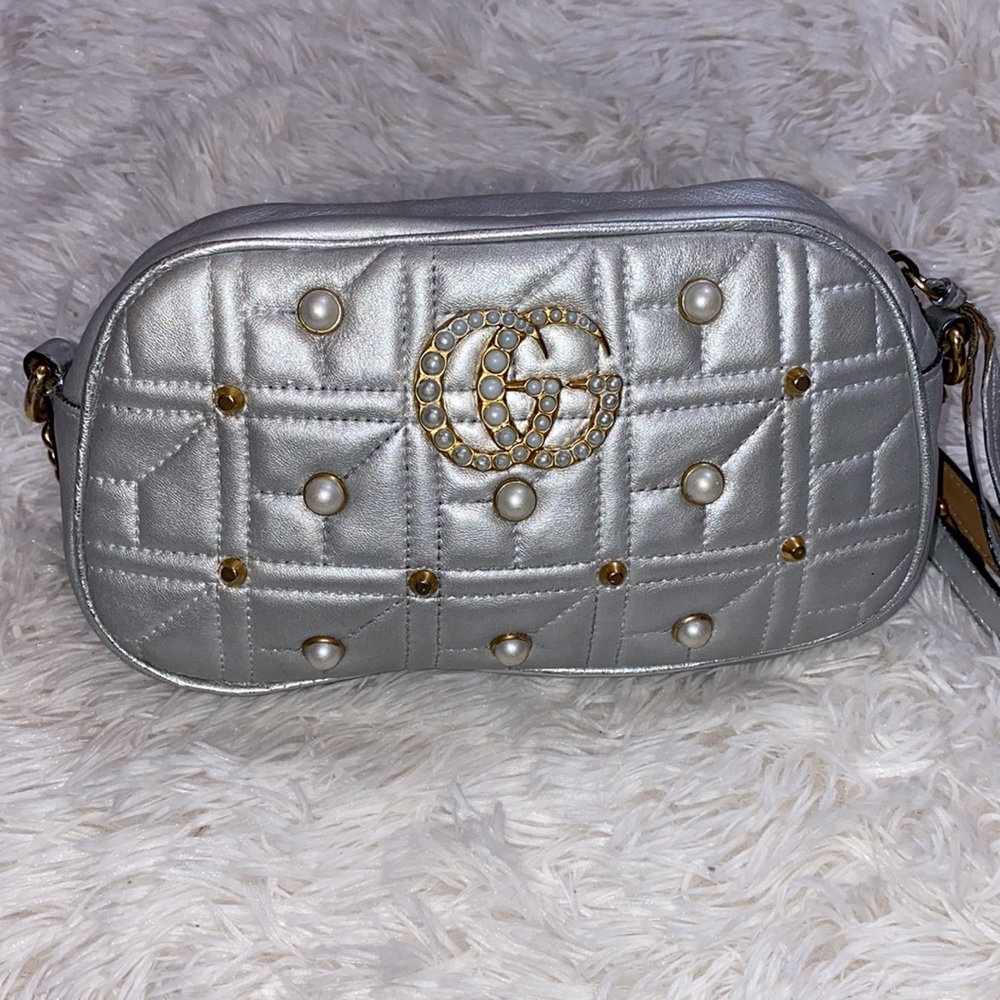 💥SOLD💥 Gucci Marmont Metallic Pearl Studded Matelasse Bag